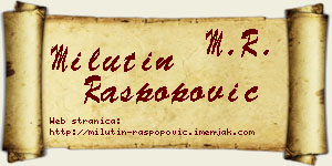 Milutin Raspopović vizit kartica